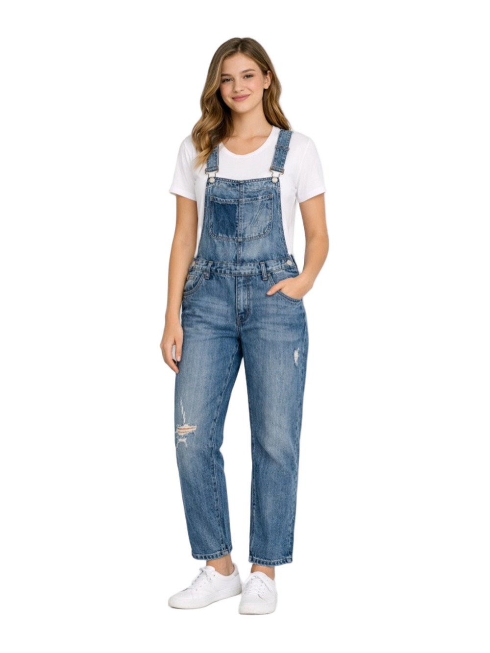 harmony and havoc distressed light wash skinny denim overalls